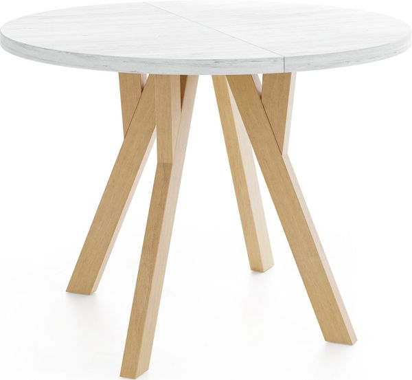 WFL GROUP Esstisch Avero ausziehbar rund modern mit Holzbeinen (MADE IN EU, vier Größen – 80/90/100/100 cm, ausziehbar auf 160/190/140/200 cm), platzsparender Tisch für kleine Küche, Esszimmer oder Wohnzimmer