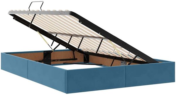 vidaXL Aufbewahrungsbett mit Matratze Dunkelblau 140 x 200 cm Samt 3371977 Bild 6