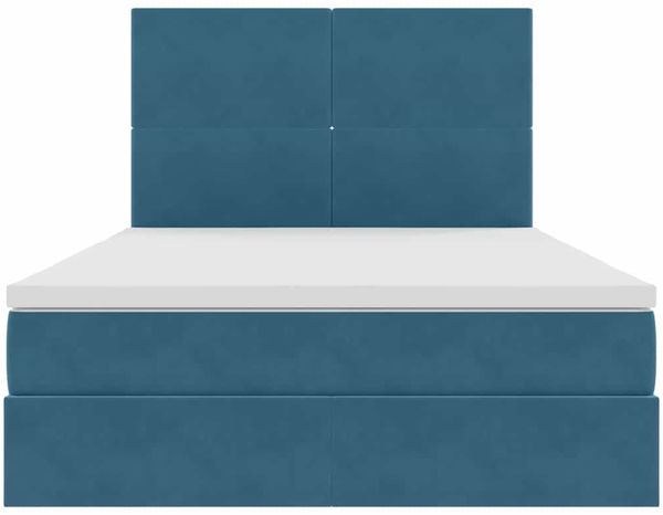 vidaXL Aufbewahrungsbett mit Matratze Dunkelblau 140 x 200 cm Samt 3371977 Bild 7