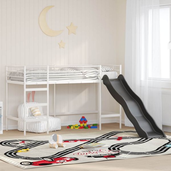 vidaXL Kinder-Loftbett mit Rutsche Weiß und Anthrazit 90 x 190 cm 42020782