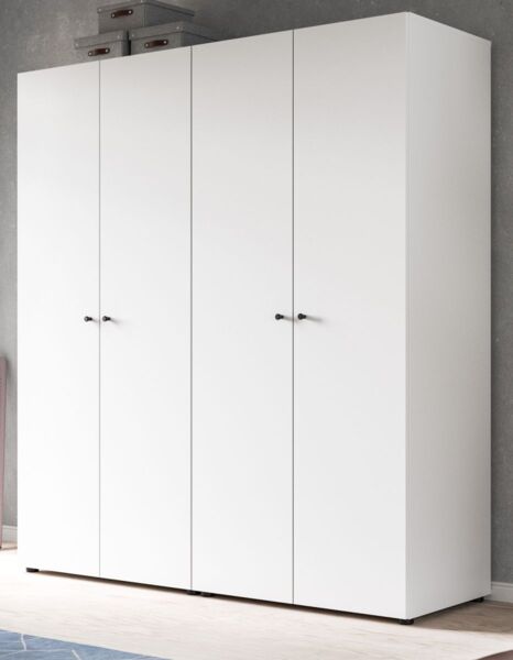 Kleiderschrank 4-türig Carter in weiß 160 x 176 cm