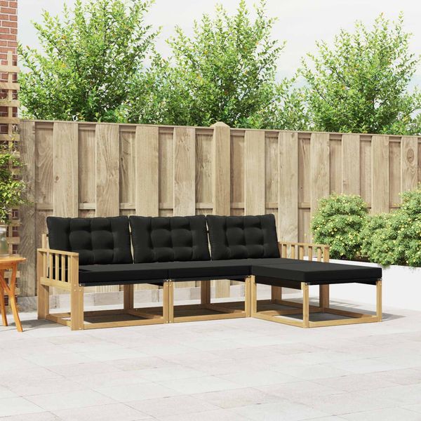 vidaXL Outdoor-Sofagarnitur mit Kissen 4 pcs Weiß und Schwarz 3388562