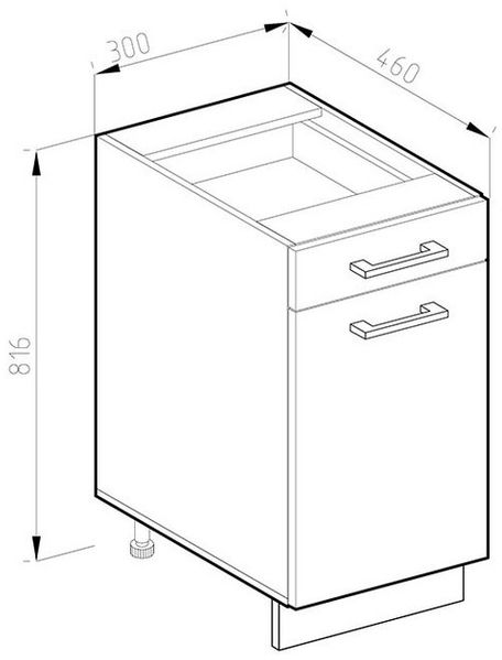 Küchenunterschrank R-Line Rot 30 cm J-Shape, ohne Arbeitsplatte Vicco Bild 2