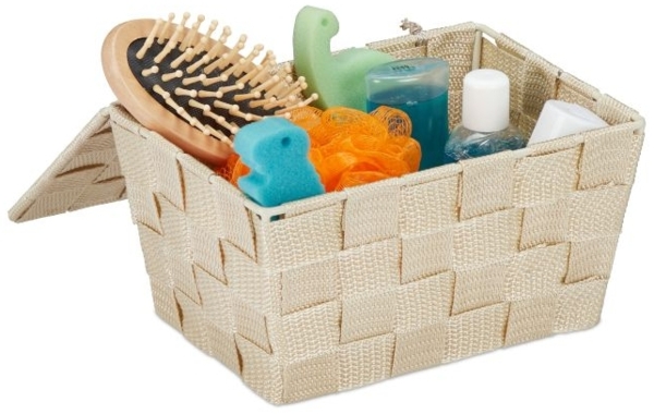 10 x Aufbewahrungskorb mit Deckel beige 10040044