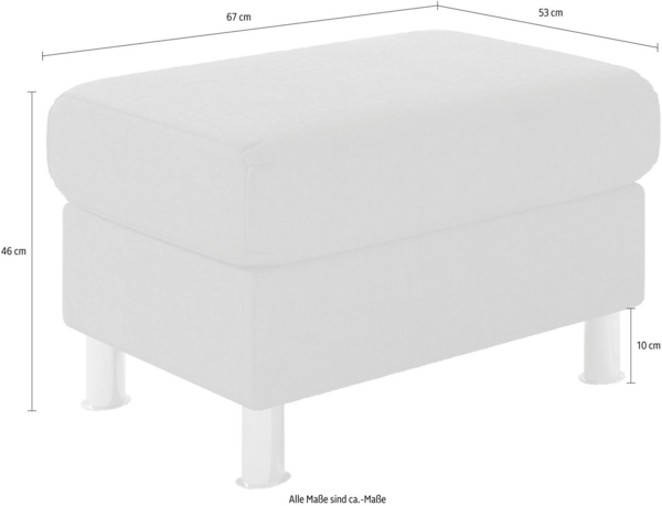 TRENDMANUFAKTUR Hocker Rondo, Polsterhocker zur Serie, Breite 67 cm, Füße chromfarben, Fußhocker wahlweise mit Federkern, in verschiedenen Bezügen bestellbar Bild 3