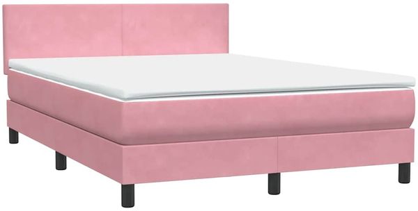 vidaXL Boxspringbett mit Matratze Rosa 160x220 cm Samt 3316076 Bild 4