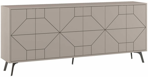 Dmora Kommode Africo, Wohnzimmerbuffet, Wohnzimmer-Sideboard, Moderne Küchen-Speisekammer, 184x35h77 cm, Zement
