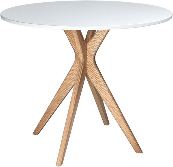 Ragaba runder Esstisch, MDF & Massives Eschenholz, Weiß, Ø 80 cm