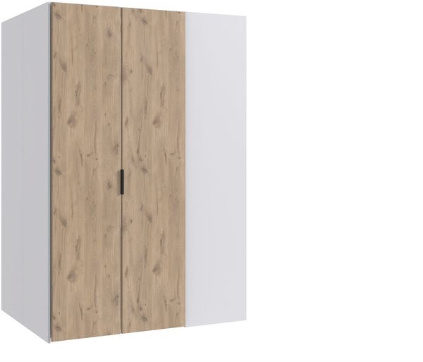 begehbarer Kleiderschrank Norderney in Viking Oak und Weiß – begehbarer Eckkleiderschrank - begehbarer Kleiderschrank 90cm Tiefe