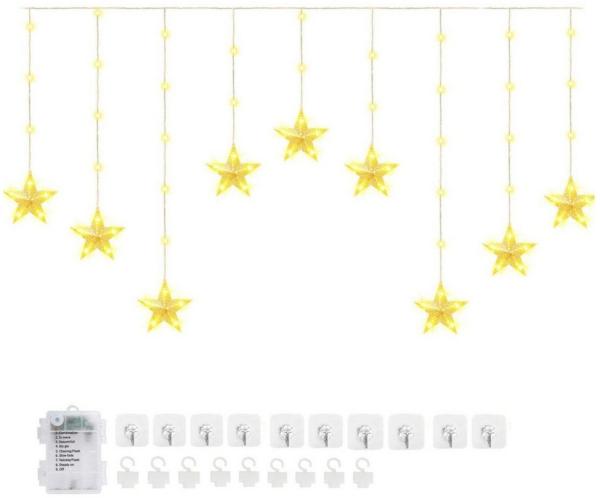 Elegear Lichterkette 114/150 cm Weihnachtsdeko Fenster Warmweiß & Bunt, Haken Timer 8 Modi, LED Fensterbilder für Innen/Außen/Fenster Weihanchten Deko