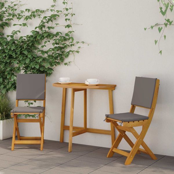vidaXL Außen Bistro-Stühle mit Kissen 2 pcs Dunkelgrau 38 x 46 x 85 cm 42028100