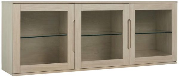 Hängevitrine Enimeta Eiche Whitewash 160 cm - 3 Türen, Glasböden & LED