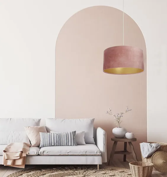 BPS Koncept 0E0-151-60 Hängeleuchte GLAMOUR Samtstoff auf PVC-Basis rosa, gold 1xE27 60W H:112 Ø60cm dimmbar
