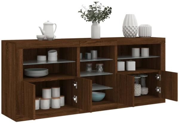 vidaXL Sideboard mit LED-Leuchten Braun Eichen-Optik 162x37x67 cm 3209036