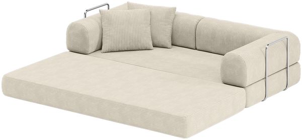 skølm 'Lofn' Modulares Sofa 2 Sitzer, 200x100 cm, Vollschaumcouch mit Metallgestell, Cord beige, Schlafsofa vakuumverpackt, kein Aufbau erforderlich Bild 13