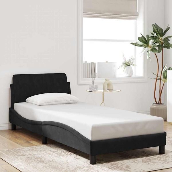 vidaXL Bettgestell Dover Schwarz 90x190 cm Samt 373322