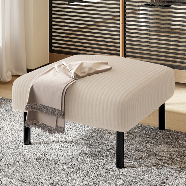 LVHOM Hocker mit Metallbeine, Sitzhocker Cordstoff, Ottoman Fußhocker 51x39x56cm