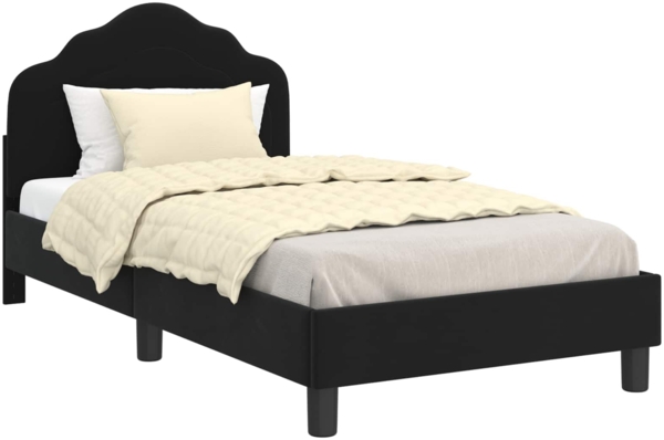 vidaXL Kinderbettgestell mit Kopfteil Schwarz 80x160 cm Samt 42010938
