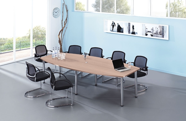 Konferenztisch KT28C 280x130cm Weiß 6-Fuß Gestellfarbe: Chrom Bild 4