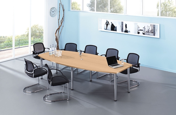 Konferenztisch KT28C 280x130cm Weiß 6-Fuß Gestellfarbe: Chrom Bild 3