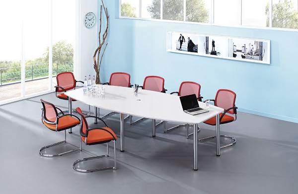 Konferenztisch KT28C 280x130cm Weiß 6-Fuß Gestellfarbe: Chrom Bild 5