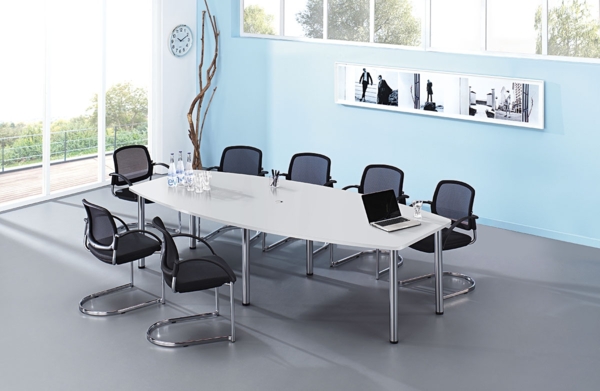 Konferenztisch KT28C 280x130cm Weiß 6-Fuß Gestellfarbe: Chrom Bild 2