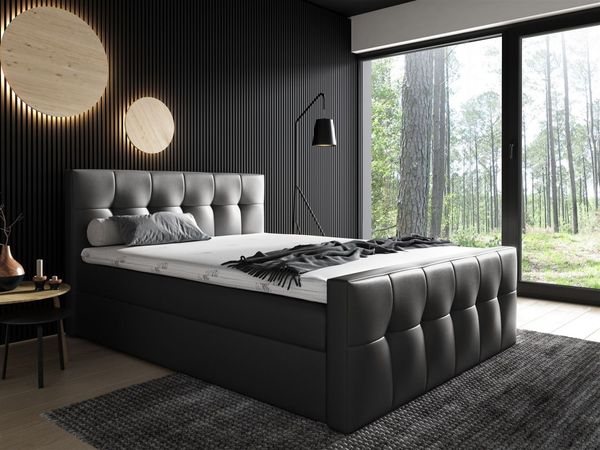 Boxspringbett OWEN 120x200 cm Kunstleder Schwarz