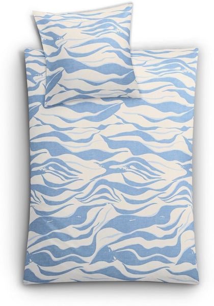 Kleine Wolke Bettwäsche Onda, Mako-Satin, 2 teilig, mit Wellenmotiv