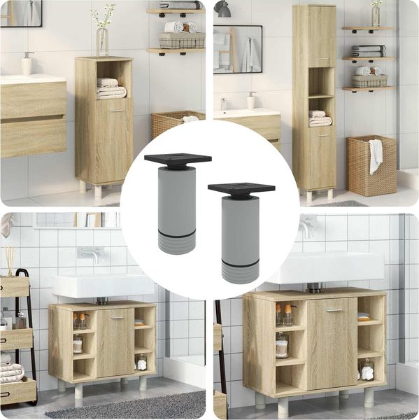 vidaXL Möbelbeine Verstellbar 2 pcs Weiß 64 x 64 x 100 mm PP 864786