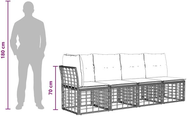 vidaXL Outdoor-Sofagarnitur 9 pcs Natürlich und Cremweiß Polyester 3437440 Bild 8