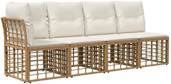vidaXL Outdoor-Sofagarnitur 9 pcs Natürlich und Cremweiß Polyester 3437440 Bild 2