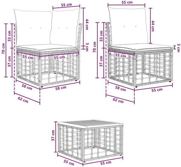 vidaXL Outdoor-Sofagarnitur 9 pcs Natürlich und Cremweiß Polyester 3437440 Bild 7