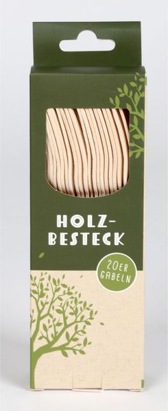 Holzgabel 20er-Set – umweltfreundliches Einweg-Besteck aus Holz, plastikfrei, biologisch abbaubar und ideal für Partys, Grillen und Picknick