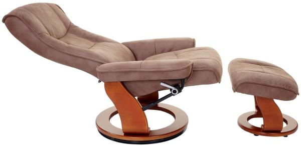 MCA Relaxsessel Hamilton, Fernsehsessel Hocker, Stoff/Textil 130kg belastbar ~ antikbraun, honigfarben Bild 4