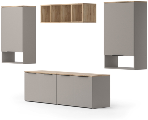 Wohnwand Wido Greige 5 Teile Vicco