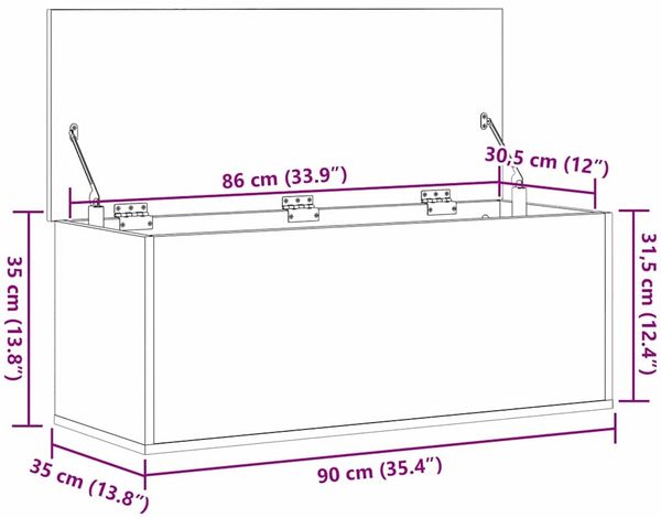 vidaXL Aufbewahrungsbox Artisan-Eiche 90 x 35 x 35 cm Holzwerkstoff 868712 Bild 11