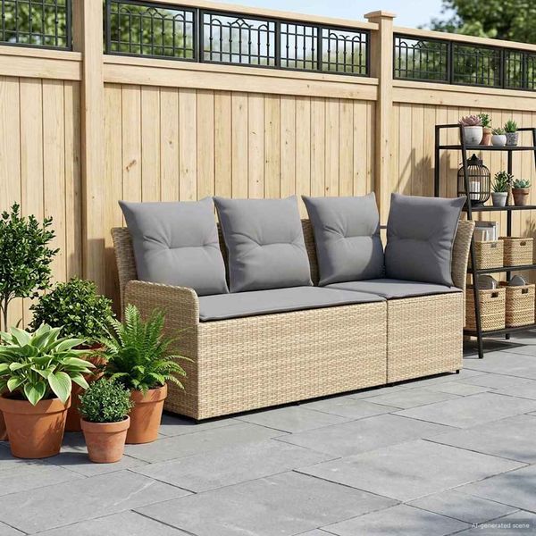 vidaXL Gartenarmsessel mit Ecksofa 2 Stück Beige und Hellgrau 42025372