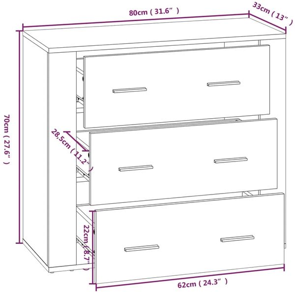 vidaXL Sideboard Sonoma-Eiche 80 x 33 x 70 cm Holzwerkstoff [816579] Bild 10