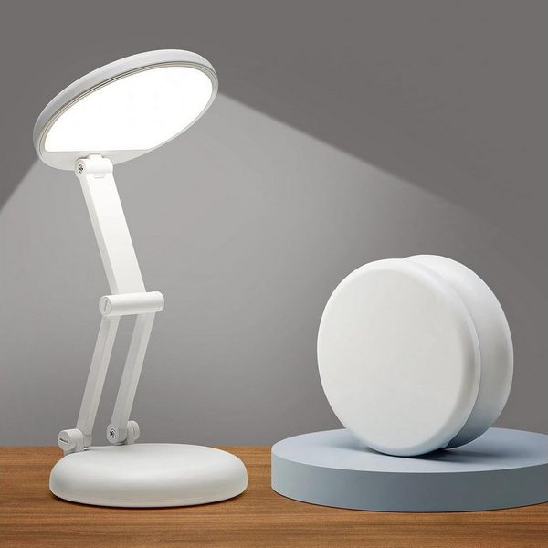 Vivitar LED Schreibtischlampe 3600-mAh Wiederaufladbare, 3600-mAh Tischlampe, klappbar, 300 Lumen, 4000 K natürliches Licht, Tageslichtweiß, 10 Helligkeitsstufen, Touch-Dimmer, Speicherfunktion, augenschonendem