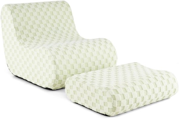 Sitzsack mit Hocker Sitzsack mit Hoch Elastischem Schwamm Bodenstuhl Boden Sessel Grün