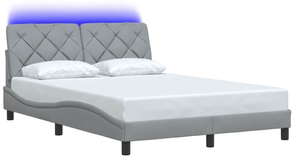 vidaXL Bettgestell mit LED ohne Matratze Hellgrau 120x200 cm Stoff 3310657 Bild 2