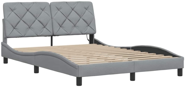 vidaXL Bettgestell mit LED ohne Matratze Hellgrau 120x200 cm Stoff 3310657 Bild 9