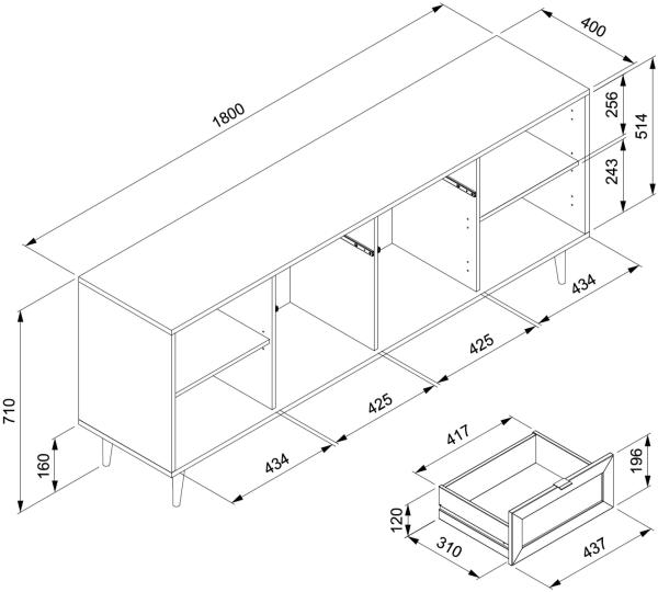 Sideboard >Kuta< in Braun - 180x71x40cm (BxHxT) Bild 8
