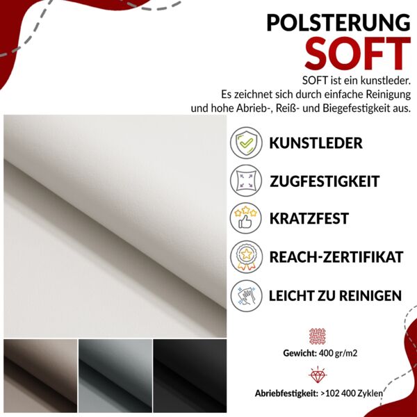 Boxspringbett mit Kopfteil und Topper, Doppelbett - RICO - 180x200cm - Schwarz Kunstleder - H3 Bild 6
