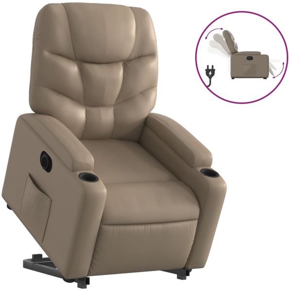 vidaXL Relaxsessel mit Aufstehhilfe Elektrisch Cappuccino Kunstleder 3204678 Bild 2