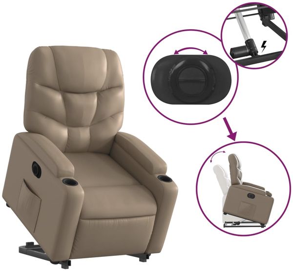 vidaXL Relaxsessel mit Aufstehhilfe Elektrisch Cappuccino Kunstleder 3204678 Bild 11