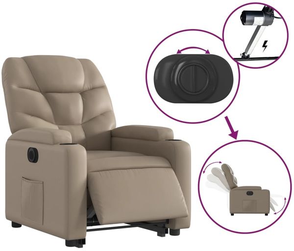vidaXL Relaxsessel mit Aufstehhilfe Elektrisch Cappuccino Kunstleder 3204678 Bild 6