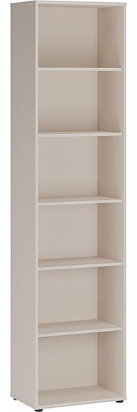 Forte TEMPRA2 Bücherregal 50 60, modernes Regal mit 6 Fächern, Holzwerkstoff, Kaschmir Beige, 54 cm breit x 216,7 cm hoch x 34,8 cm tief