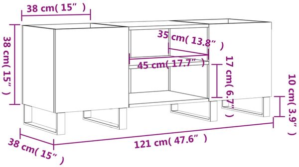 vidaXL Plattenschrank Hochglanz-Weiß 121x38x48 cm Holzwerkstoff 831686 Bild 9