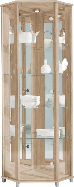 fif möbel Vitrine TRIO Höhe ca. 172 cm Eckvitrine/Glasvitrine 1x Glastür, perfekt für Sammler, Sammlervitrine
